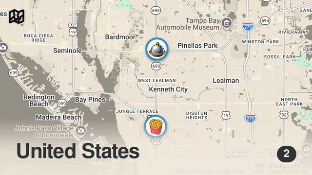 Map of Eating at Fast Food Restaurants I've Never Heard Of... (St. Pete)