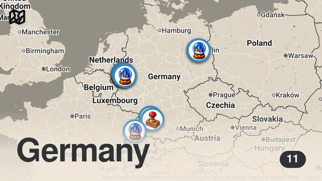 Map of 11 spots from Deutschland erkunden