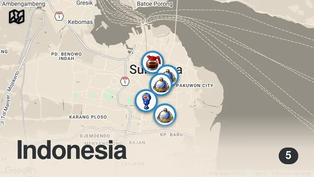 Map of I Ate The Spiciest Food In Indonesia 🇮🇩 Indonesian street food in Surabaya