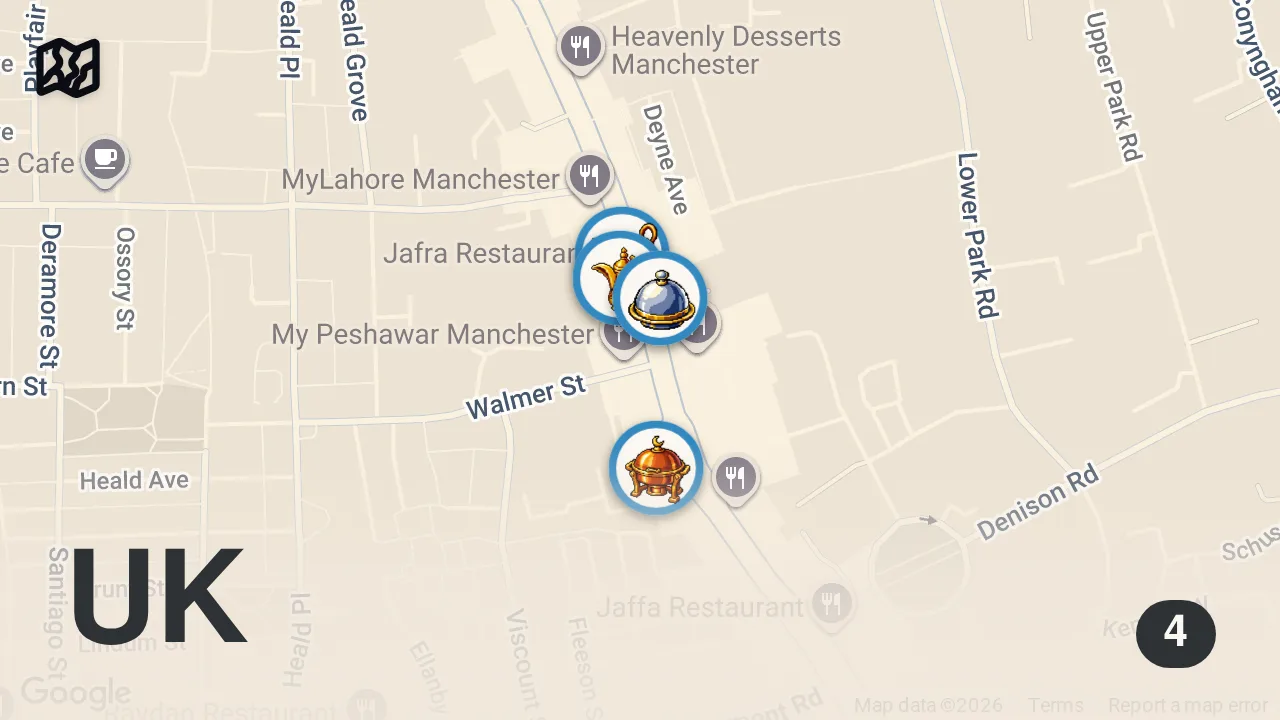 Map of 4 spots from A WHOLE MILE OF CURRY RESTAURANTS IN ONE PLACE?!