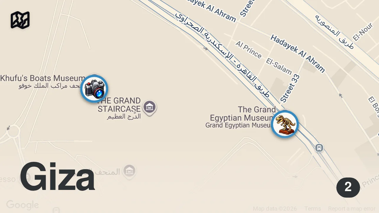 Map of 2 spots from Grand Egyptian Museum - We Spent 8 Hours Inside So You Don't Have To