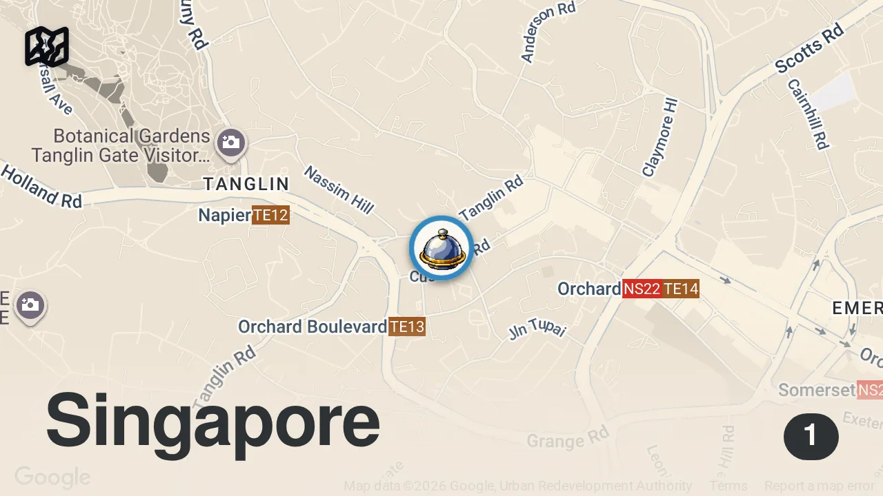 Map of 1 spot from Inside Singapore’s NEW Michelin-Starred Sushi Omakase