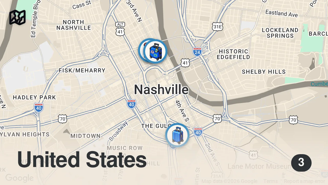 Map of 3 spots from Eating The Best BAR Food For 24 Hours…(SURPRISING)