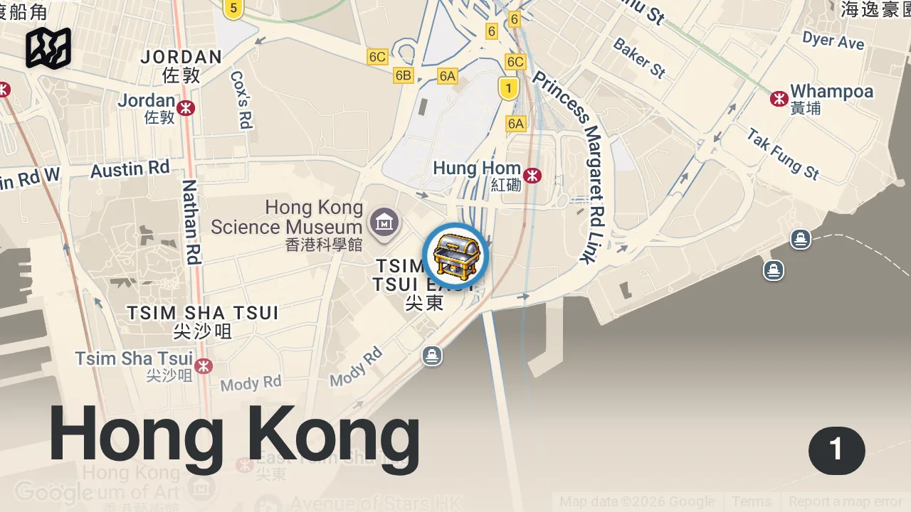 Map of 1 spot from INSIDE the MOST EXPENSIVE All You Can Eat KING CRAB + LOBSTER + CAVIAR Seafood Buffet in Hong Kong!