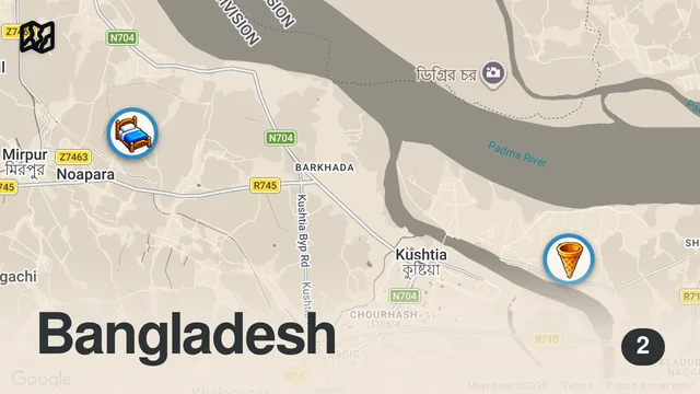 Map of Unseen VILLAGE FOOD in Bangladesh!! HUGE LUNCH + Kulfi Malai in Rural Bangladesh!