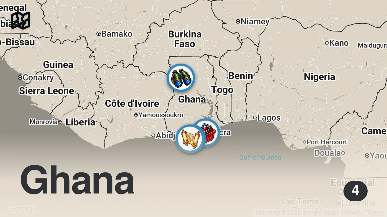 Map of 4 spots from Eating Everything I Can Chew In The Night Market With The Kindest People - Accra, Ghana 🇬🇭