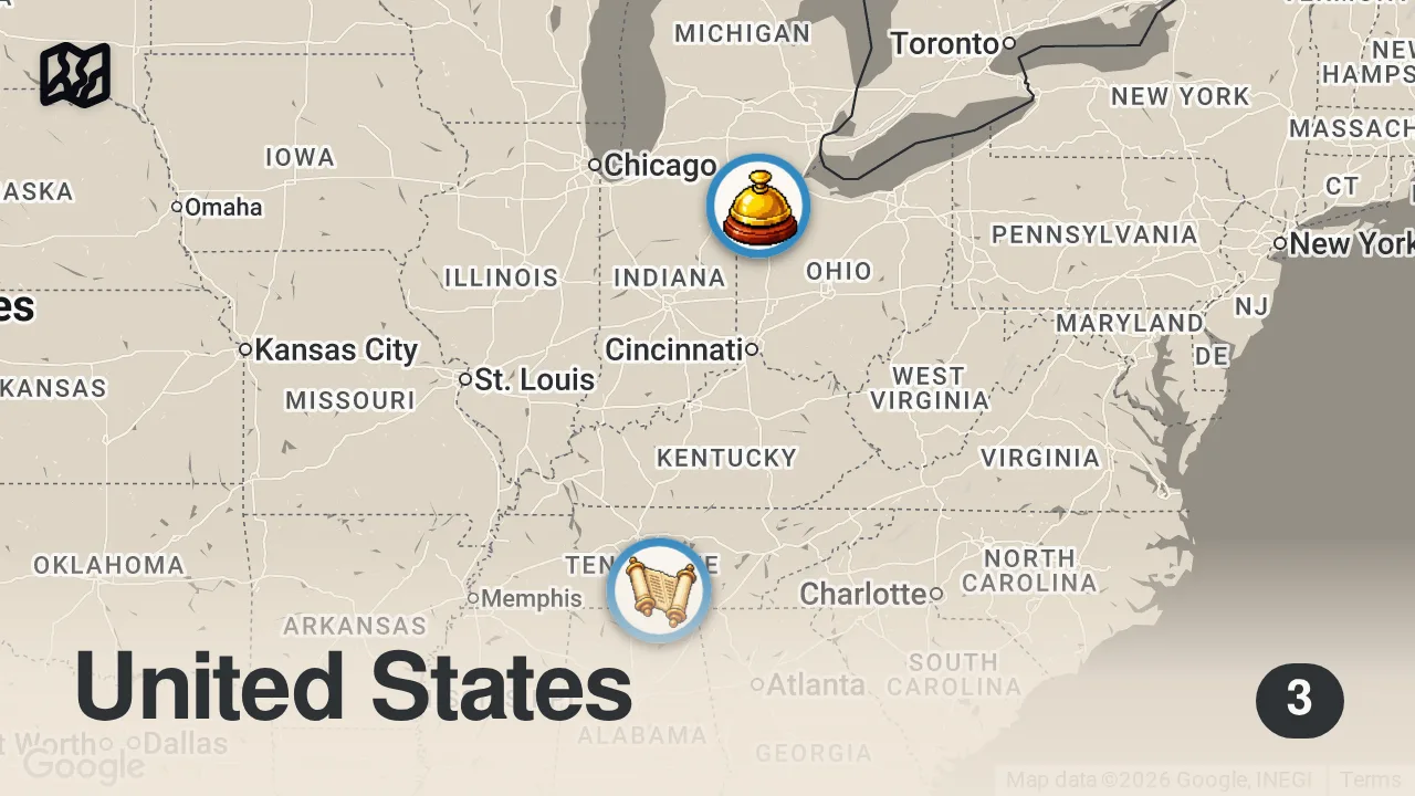 Map of 3 spots from Eating in Tennessee's Most Historic Town... (Home of Jack Daniel's)