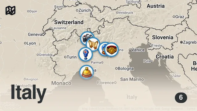 Map of Top 7 Best Day Trips from Milan Italy | Milan Day Trip Destinations