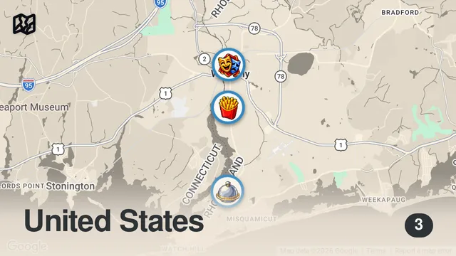 Map of Traditional Rhode Island Food - What to eat in Rhode Island