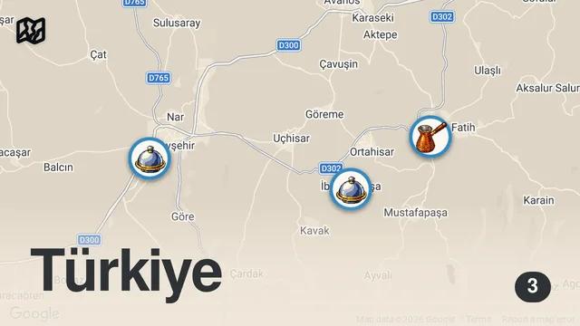 Map of Karavanda İlk Gece! Kapadokya’da Uyandım ve Gastronomi Turu Başladı 🚐🔥