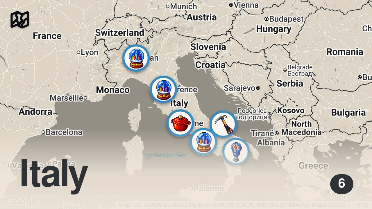 Map of 6 spots from Best Places in Italy, According to Italians