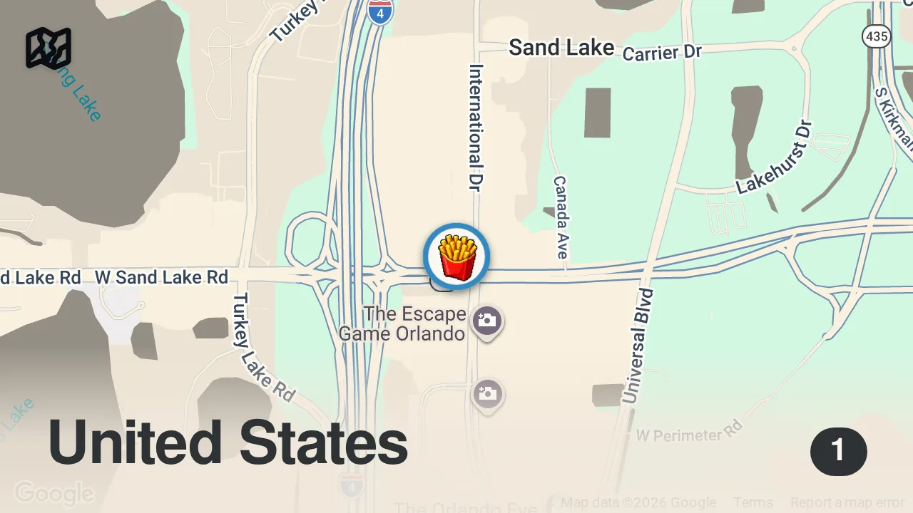 Map of 1 spot from Eating at FANCY McDonald’s Restaurant (BIGGEST IN USA)