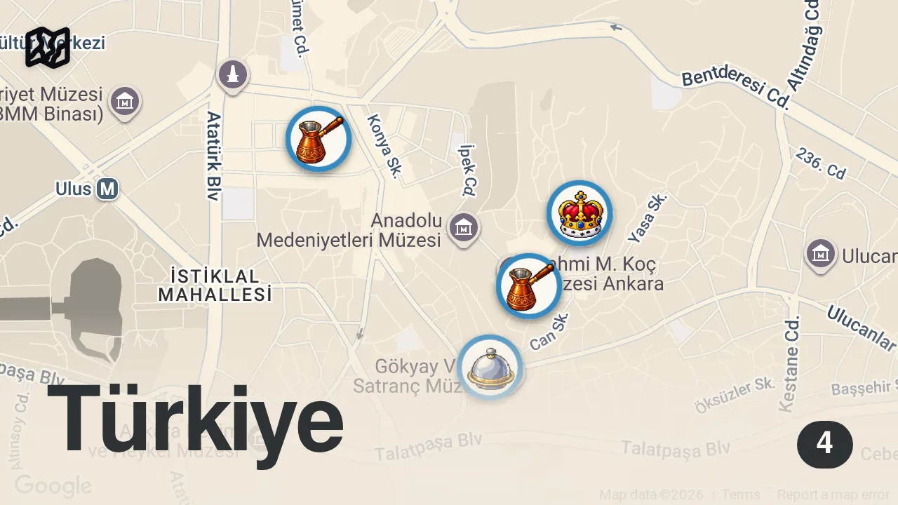 Map of 4 spots from ANKARA’NIN TARİHİ DÖNERCİLERİ! Part-1