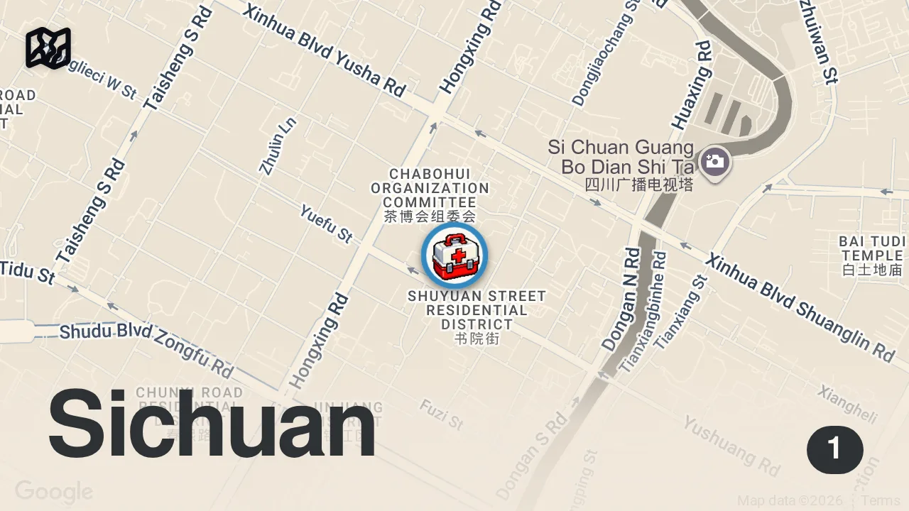 Map of 1 spot from POV: you wake up hungry in China