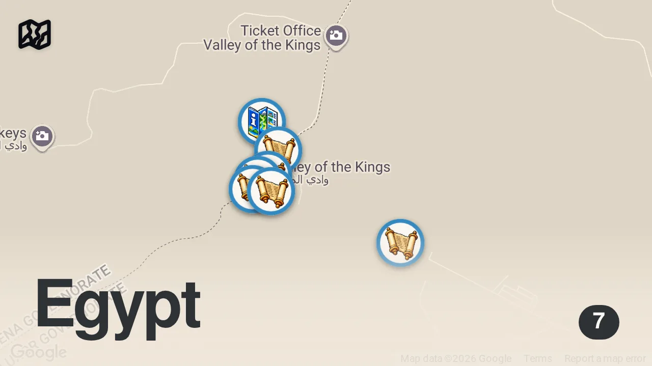Map of 7 spots from Inside The Tombs Of Egyptian Pharaohs - All You Need To Know About Valley Of The Kings, Egypt 🇪🇬