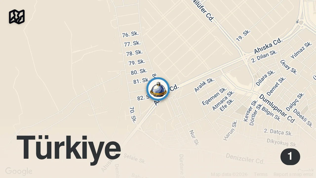 Map of 1 spot from FAVORİ YEMEĞİN HANGİSİ OLUR? SEÇİNİZ 😊 | BÜLENT ŞEF BURSA