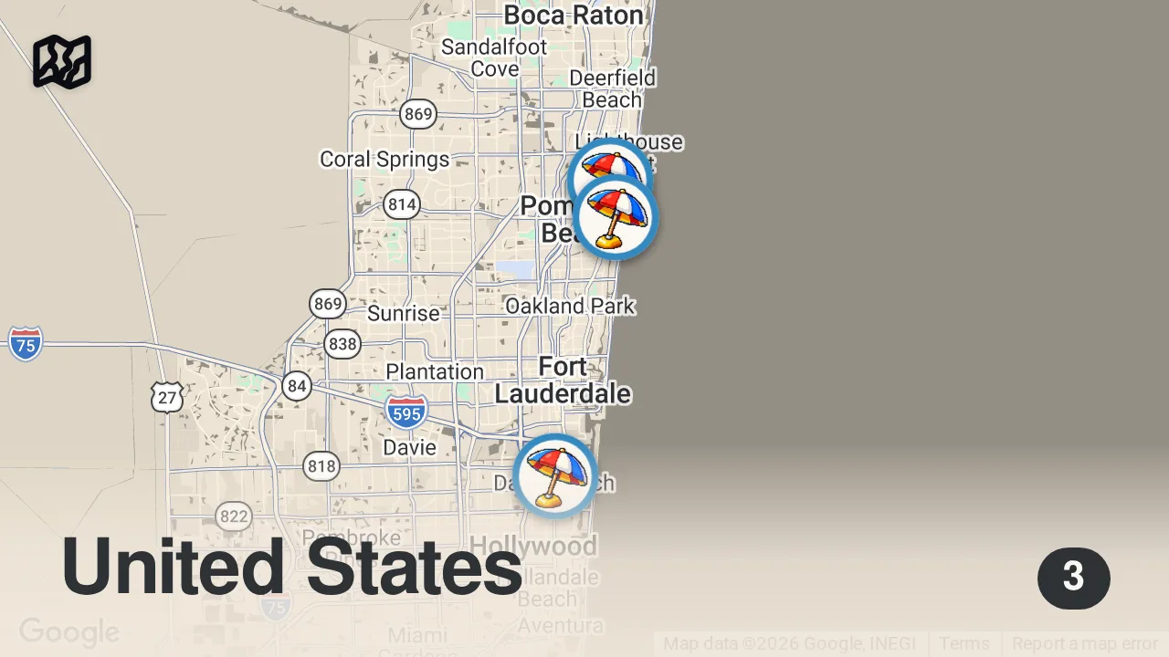 Map of 3 spots from Can I Survive 24 Hours Eating Only Brewery Food?