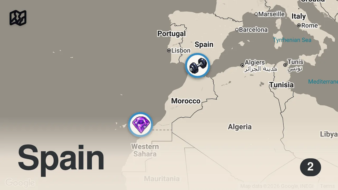 Map of 2 spots from I Ate In Spain's WEIRDEST Towns!