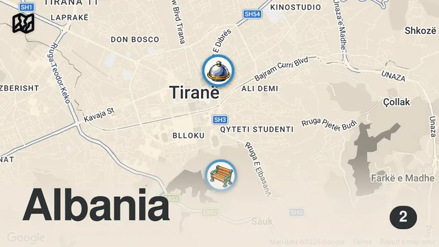 Map of 🇦🇱 Must-try restaurant in Albania| Best food in Albania | First time in Albania