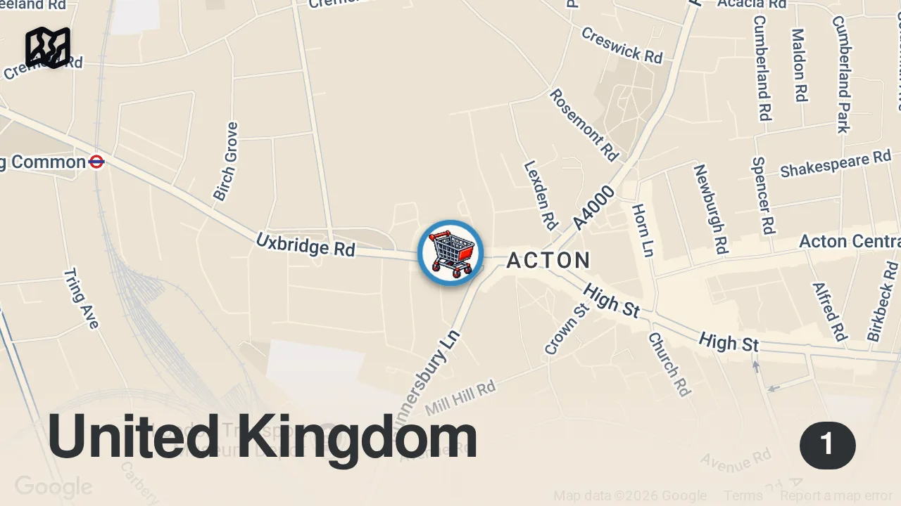 Map of 1 spot from FOSTOK HALAB IN ACTON #food #halalfood #shawarma #broastedchicken