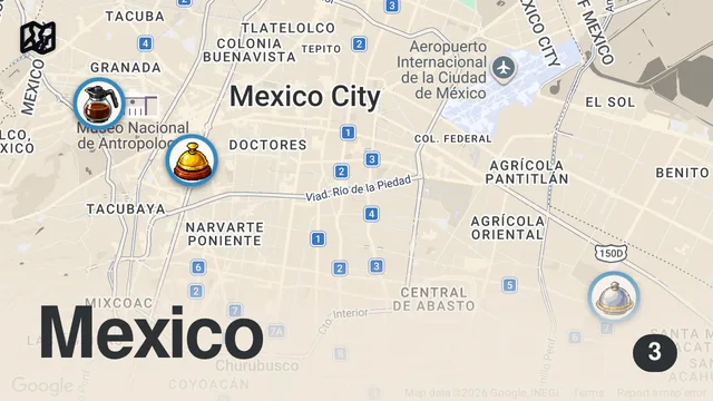 Map of DEVOUR POWER Mexico City: Food Tour in La Condesa - Churros, Tacos, and more TACOS!
