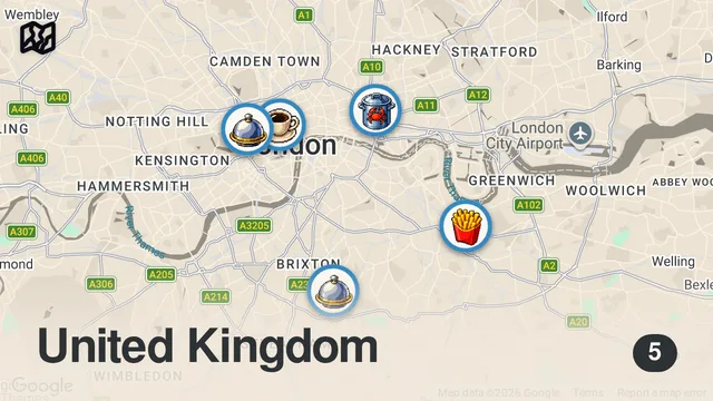 Map of MICHELIN Fish & Chips! Top 5 BEST FISH & CHIPS in London England