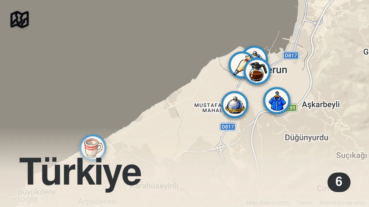 Map of 6 spots from BEN YERİM EŞİM ÖDER SERİSİ!!!