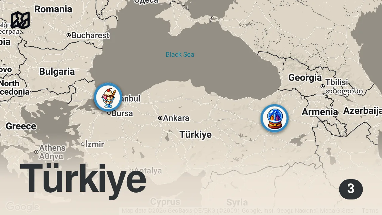 Map of 3 spots from İstanbul’da Cağ Kebabında Zirve 🫶 #ayaküstülezzetler #short #shorts