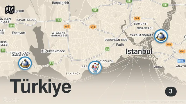 Map of Karadeniz’i İstanbul’a taşıyan lezzetler: Çayeli Kuru Fasulye, Hamsili Cilihta, Turşu Kavurma 🥘