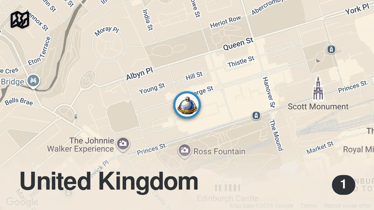 Map of 1 spot from 5 Rooftop Bars in Edinburgh You Need to Visit #edinburgh #scotland #travel