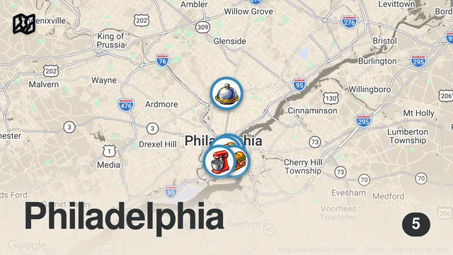 Map of The Ultimate PHILADELPHIA FOOD TOUR!! Hoagies, Cheese Steak + Best Local Philly Food!!