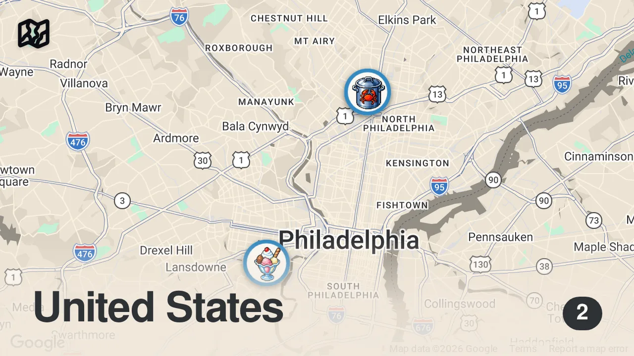Map of 2 spots from $1 Shrimp Deal & Amazing ALL BEEF ITALIAN HOAGIE (Bizini's & Vito's Deli)
