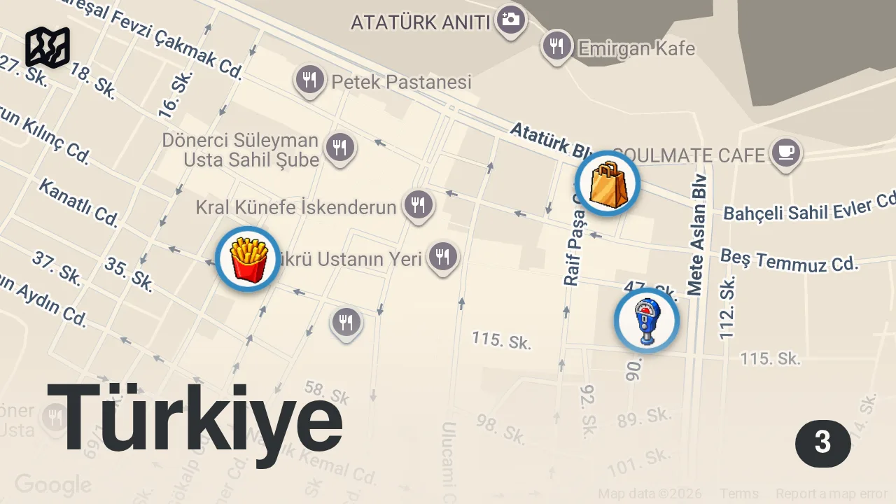 Map of 3 spots from 3 SAATTE 1500 TL SERİSİ!!!