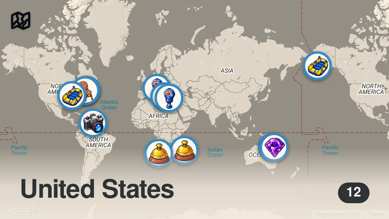Map of 12 spots from Andrew Goes Fishing for His Feasts | Bizarre Foods with Andrew Zimmern | Travel Channel