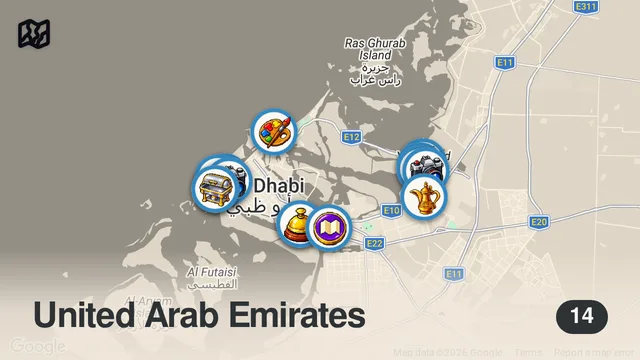 Map of أجمل 7 أماكن سياحية في أبو ظبي 2024