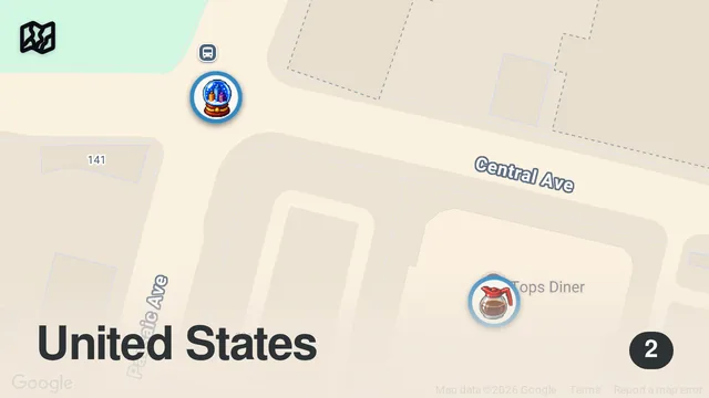 Map of I Tried the #1 Diner in America