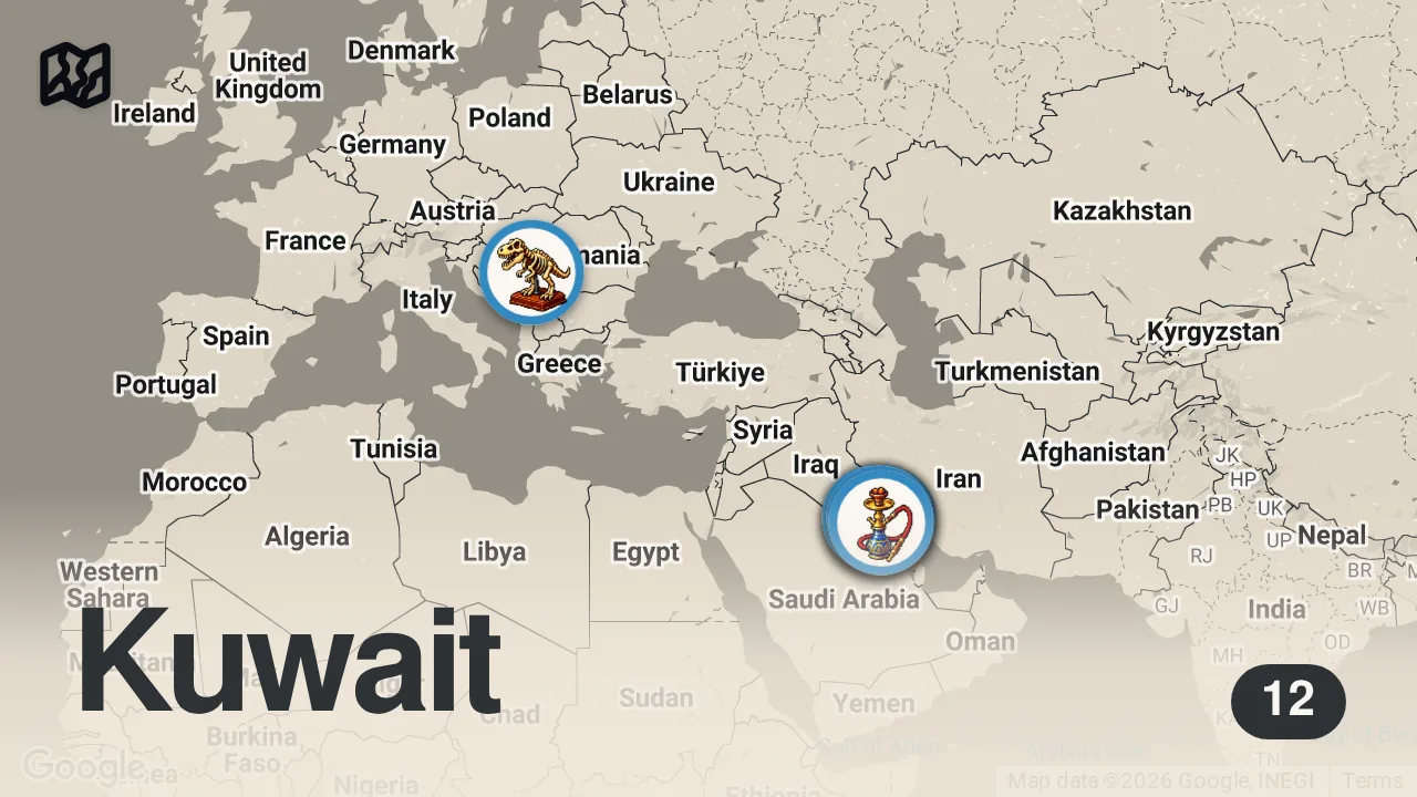 Map of 12 spots from I Found The Best Mall In The Middle East And It Is Not Dubai Mall - The Avenues Mall, Kuwait 🇰🇼