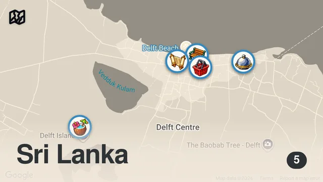 Map of $500 Tuk-Tuk Ride In The Remotest Village Of Sri Lanka - Delft Island (Neduntheevu) 🇱🇰