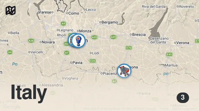 Map of LIVE FROM MILAN: VISITING A 300-YEAR-OLD FARM-TO-TABLE RESTAURANT | FTD EUROPEAN TOUR