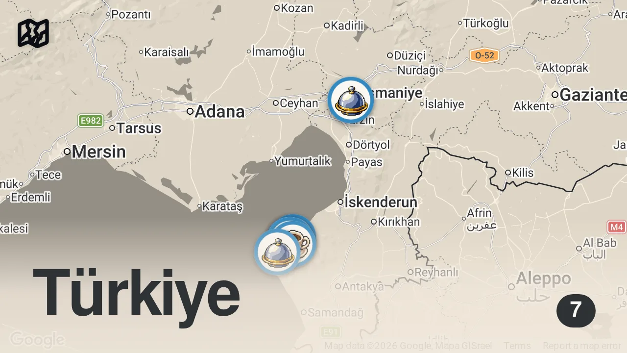Map of 7 spots from ABİMLE ARSUZ’DA DÜNYALARI YEDİK 2!!! @ilkerbilen