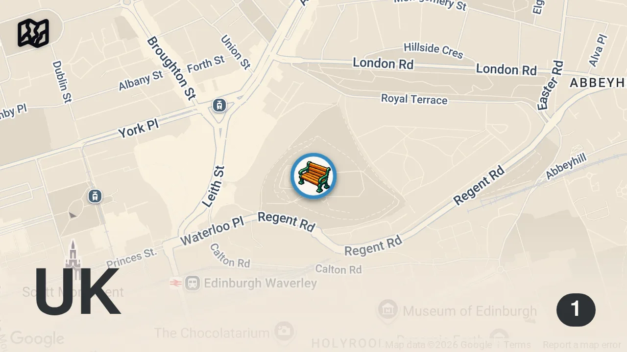 Map of 1 spot from Calton Hill Owns Edinburgh's Skyline #visitscotland #edinburgh