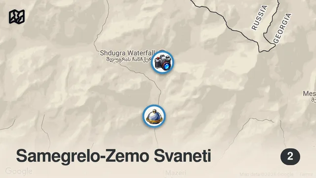 Map of Shdugra Şelalesi | Mazeri – Mestia, Gürcistan