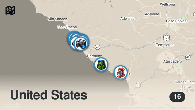Map of The Perfect Christmas Weekend in Cambria: Markets, Beaches, Food & More