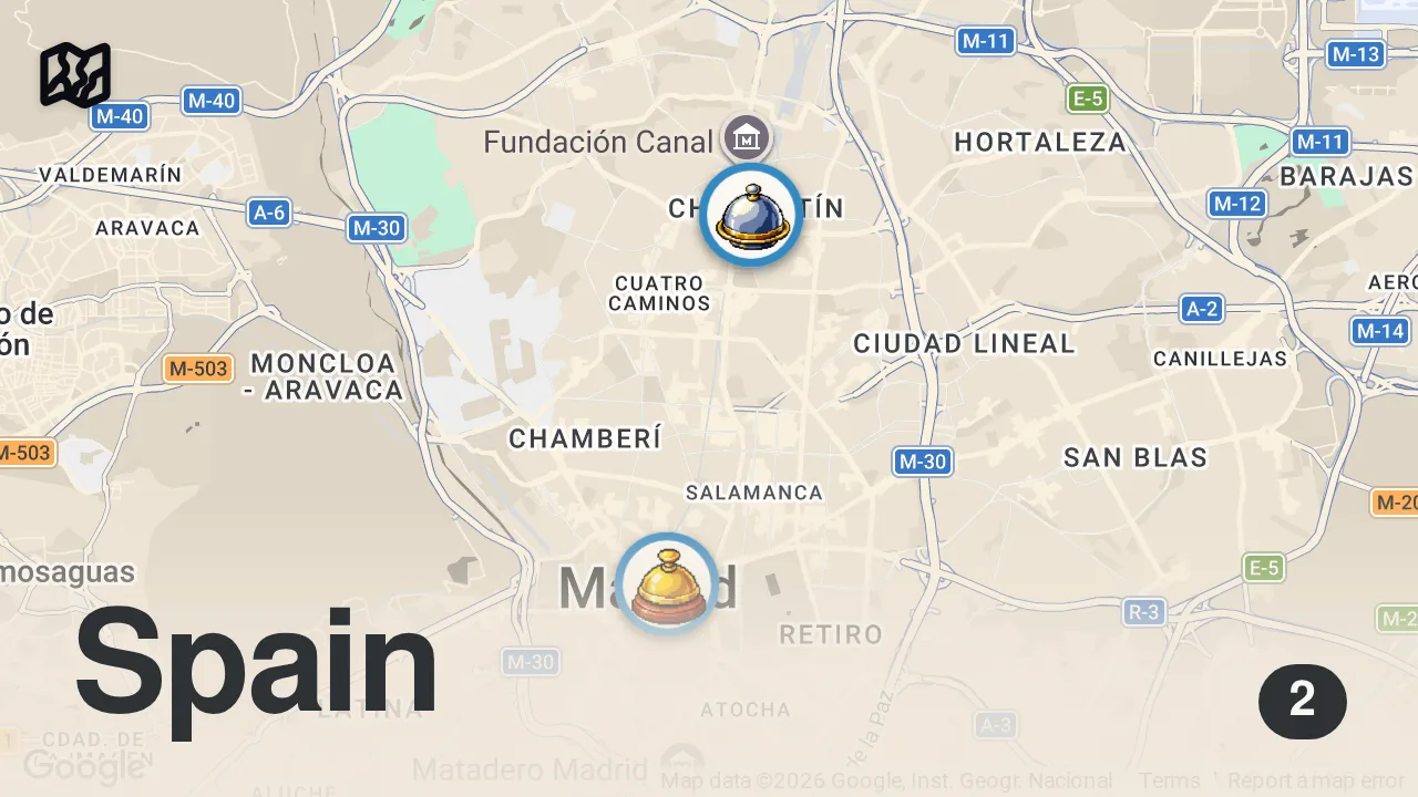 Map of 2 spots from İki Porsiyon Yedirten Kuzu Pirzola | Vedat Milor