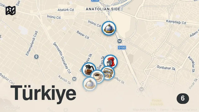 Map of KOZYATAĞI LEZZET REHBERİ (Boşnak mantısı, pizza, köfte, dana kaburga) - Ayaküstü Lezzetler