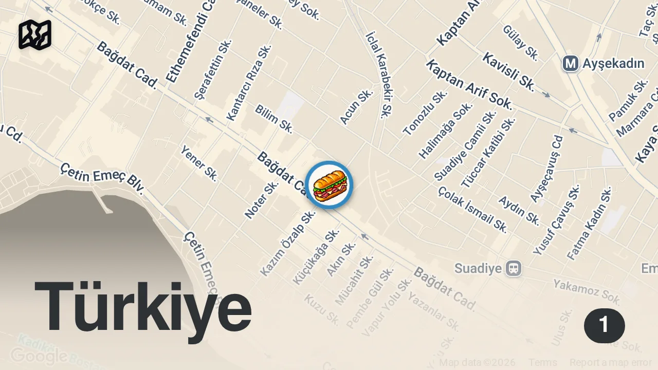 Map of 1 spot from Hayallerimizi Aşan Sandviç! #shorts
