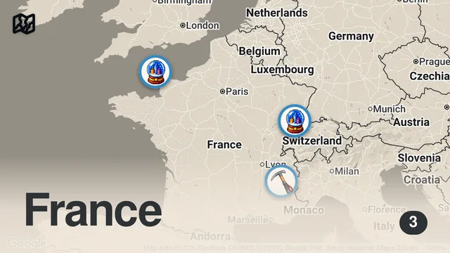 Map of 10 lieux que vous ne connaissez (sûrement) pas en FRANCE