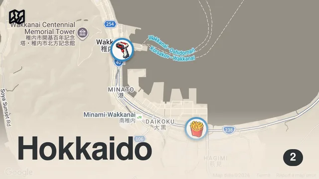 Map of How much I eat in a day to cycle 80 miles across Japan! (a TON)