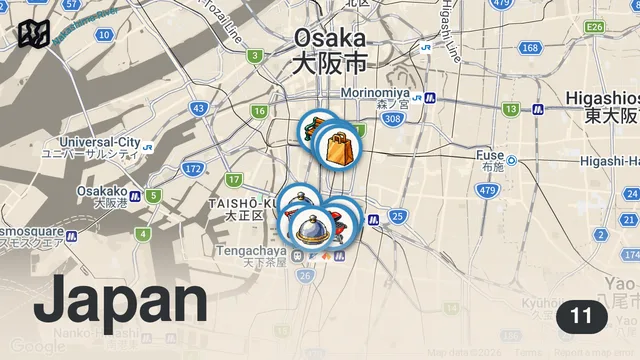 Map of 【大阪西成B級グルメ】スラム街あいりん地区、屋台＆ローカル激ウマ飯Best10