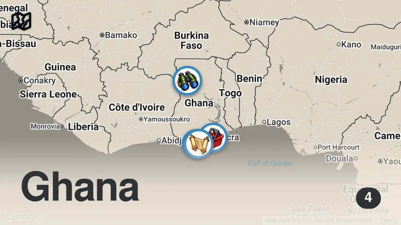Map of 4 spots from Ghana's Largest Market Run By Women Known as "Market Queens" - Deep Inside Makola Market, Accra 🇬🇭